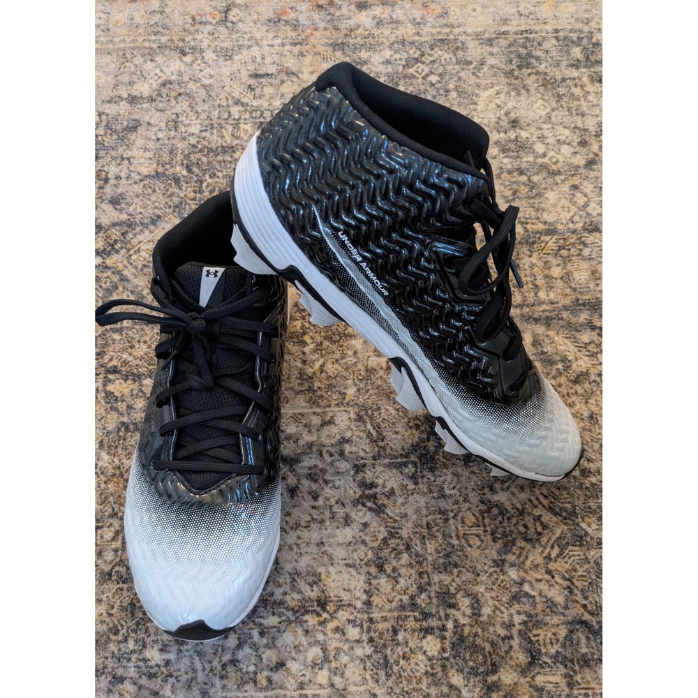 Under Armour UA Spotlight Hammer MC Football Cleats Black White Men's Size 12